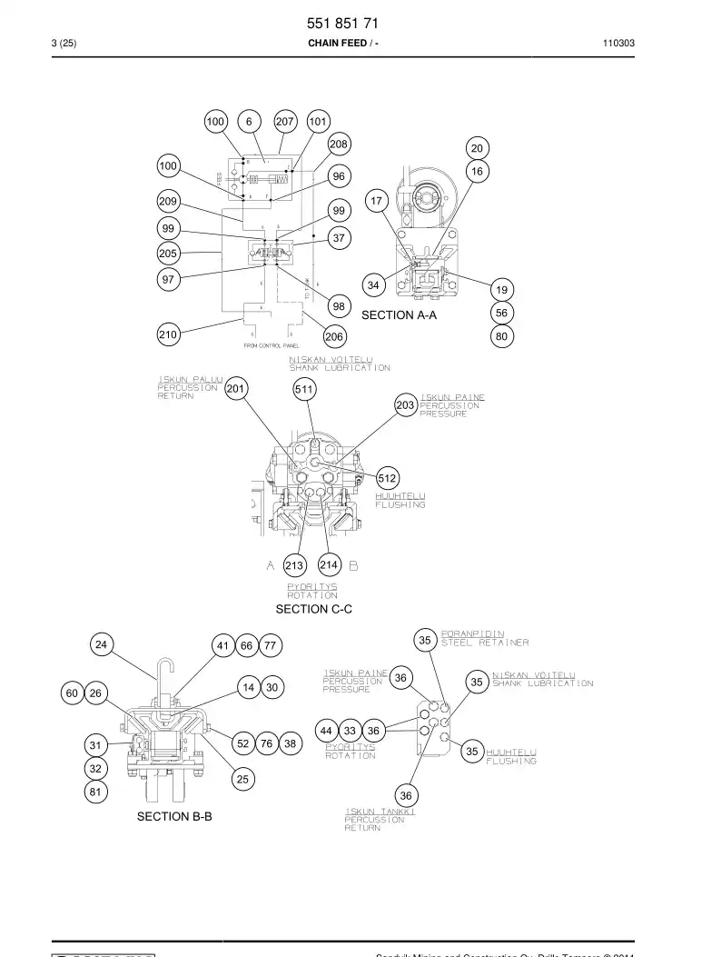 87190569a 871 905 69a Hose Assembly, Air - Sandvik Technical Drawing