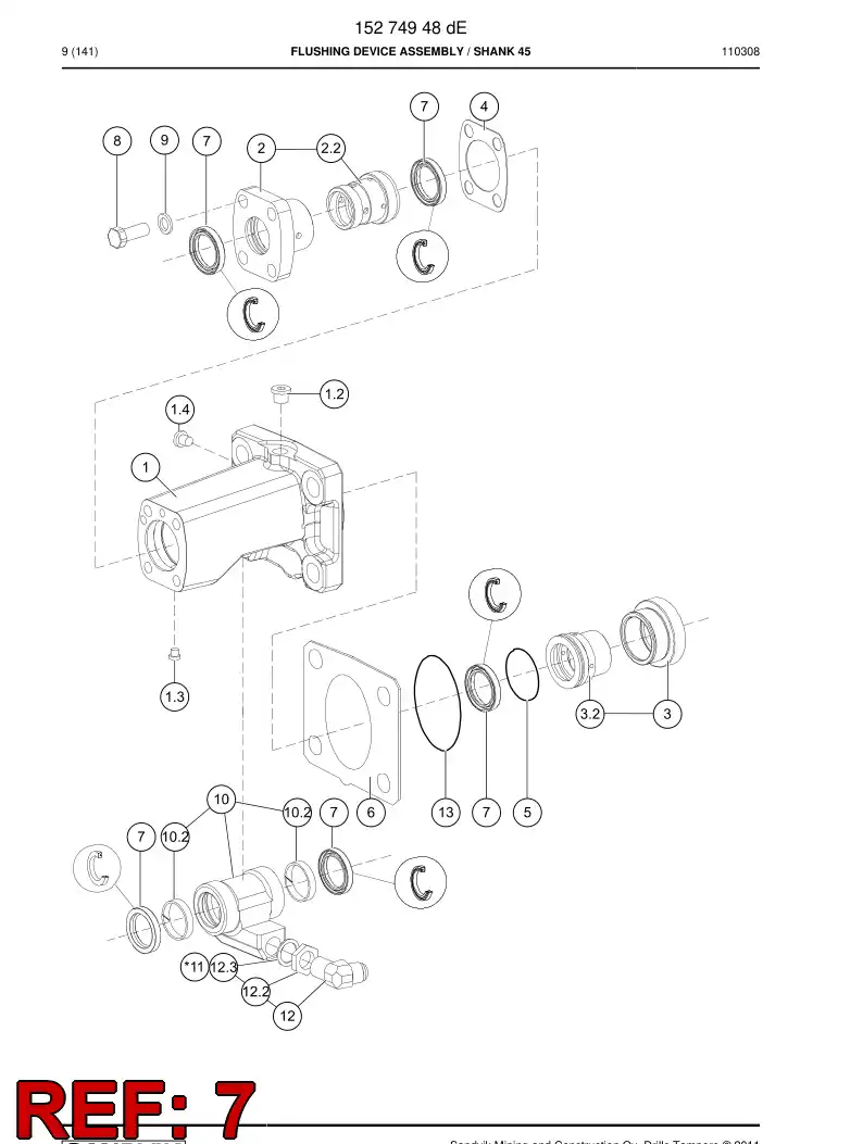 87218939b 872 189 39b U-seal - Sandvik Technical Drawing