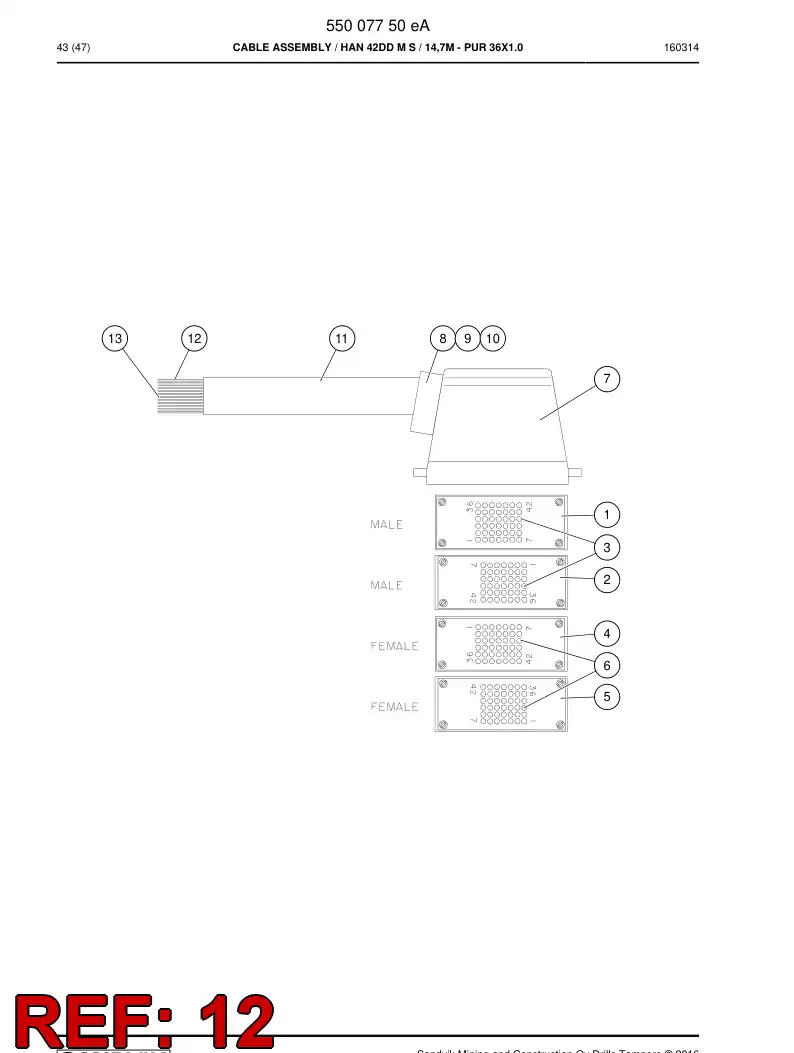 87256649a 872 566 49a Cable - Sandvik Technical Drawing