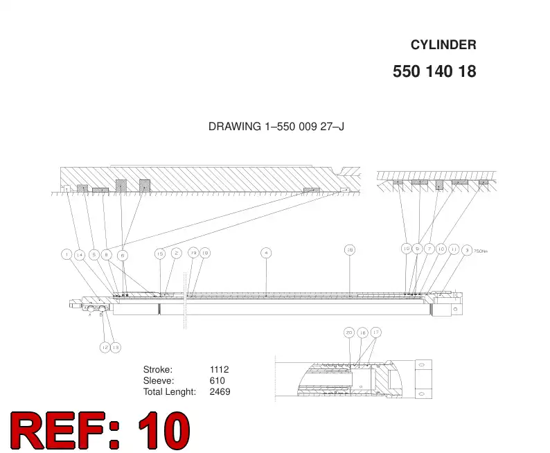 87263109 872 631 09 PISTON ROD GUIDE RING - Sandvik Technical Drawing