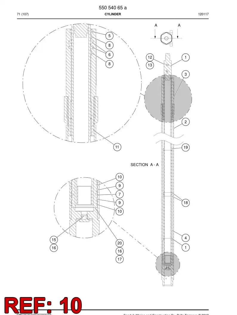 87263109b 872 631 09b Guide Ring, PISTON Rod - Sandvik Technical Drawing