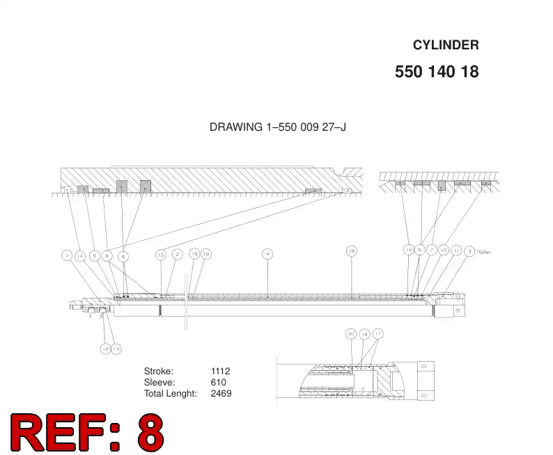 87263369 872 633 69 PISTON ROD GUIDE RING - Sandvik Technical Drawing
