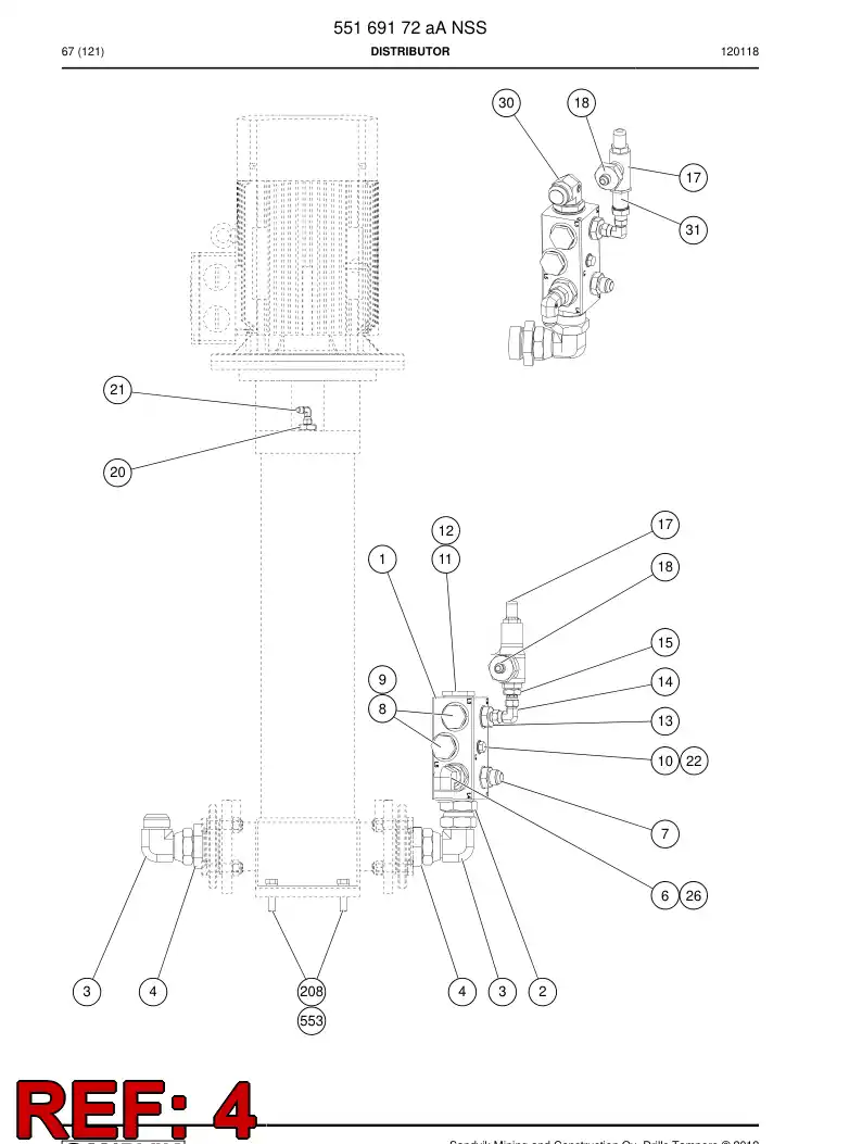 87268309a 872 683 09a Adapter (hydraulic) - Sandvik Technical Drawing