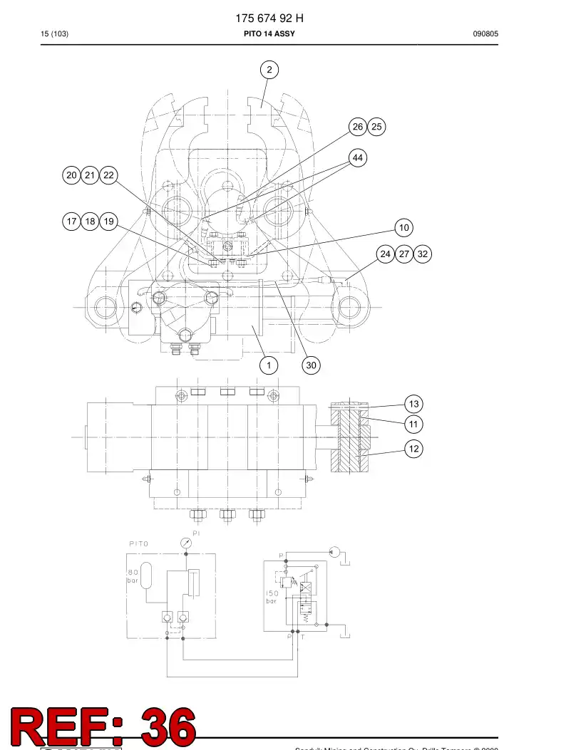 87294079 872 940 79 HYDR.HOSE ASSEMBLY - Sandvik Technical Drawing