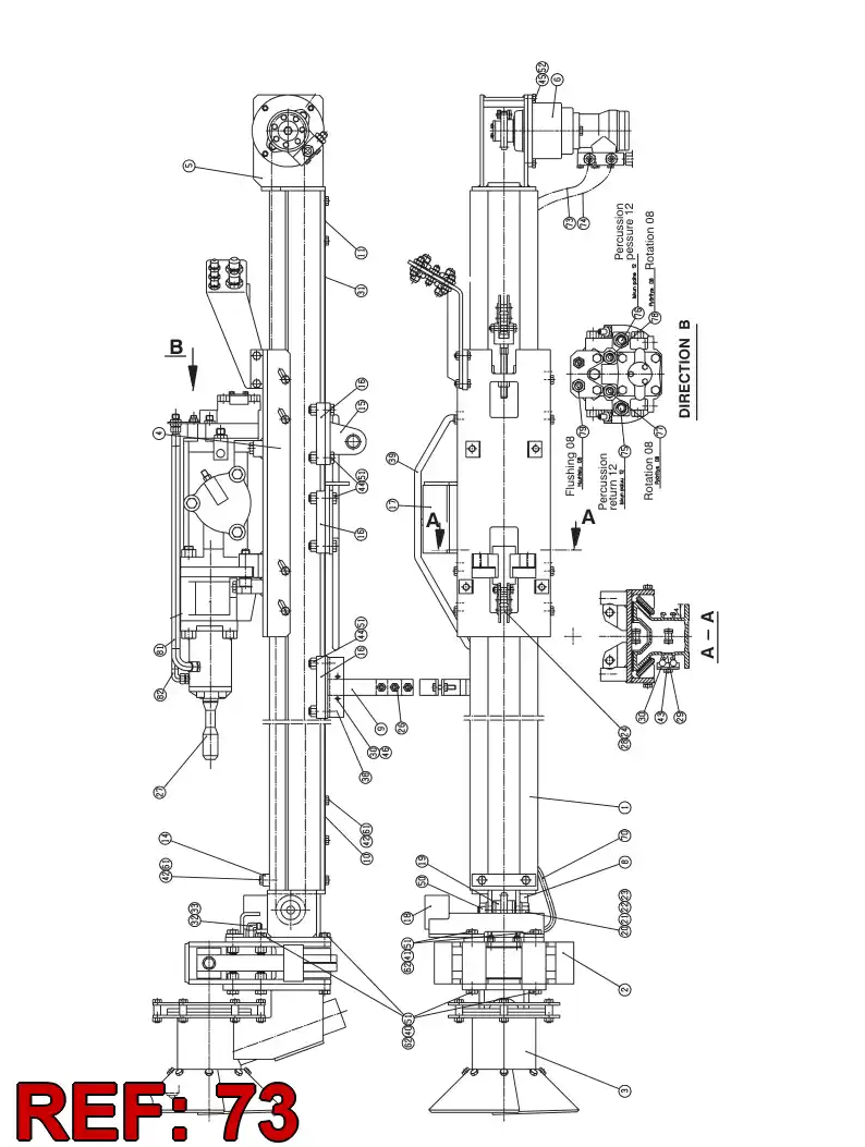 87335439 873 354 39 HYDR.HOSE ASSEMBLY - Sandvik Technical Drawing