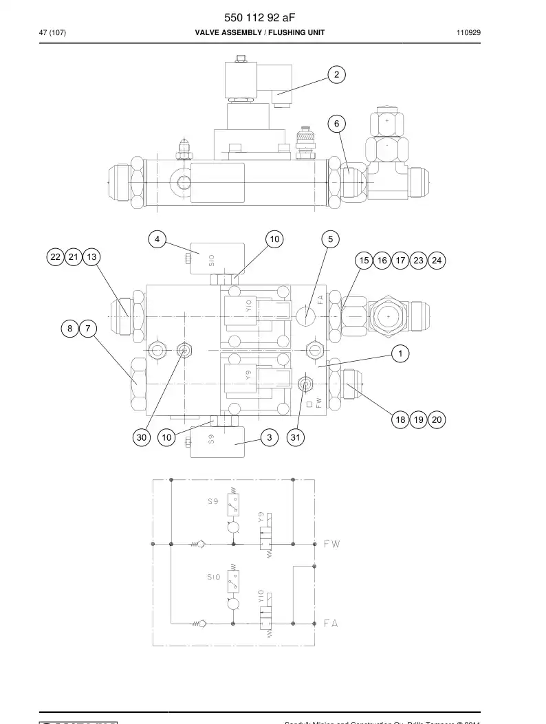 87496399a 874 963 99a Valve - Sandvik Technical Drawing
