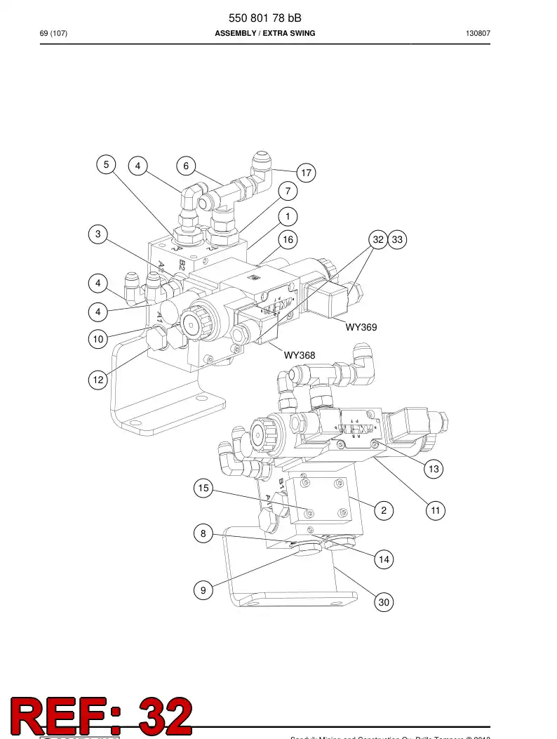 87936809g 879 368 09g CABLE, CONECTOR MACHO PRECABLEADO - Sandvik Technical Drawing