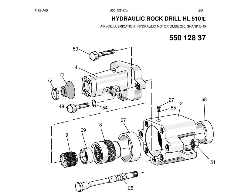 87948449 879 484 49 SEAL KIT FOR ROCK DRILL - Sandvik Technical Drawing