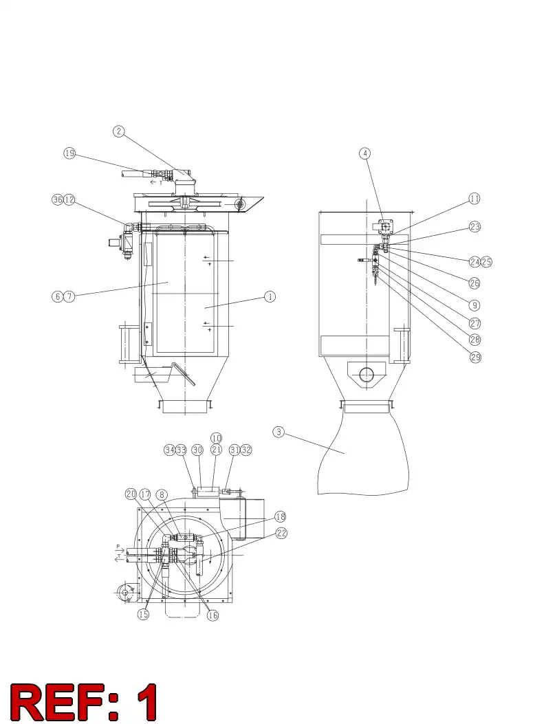 88019399 880 193 99 DUST CELLECTOR - Sandvik Technical Drawing