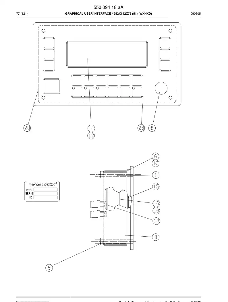 88055499 880 554 99 KEYBOARD/DISPLAY CONTROL CARD - Sandvik Technical Drawing