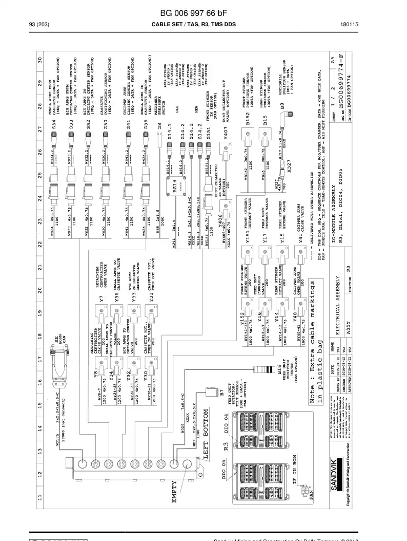88075169a 880 751 69a Cable - Sandvik Technical Drawing
