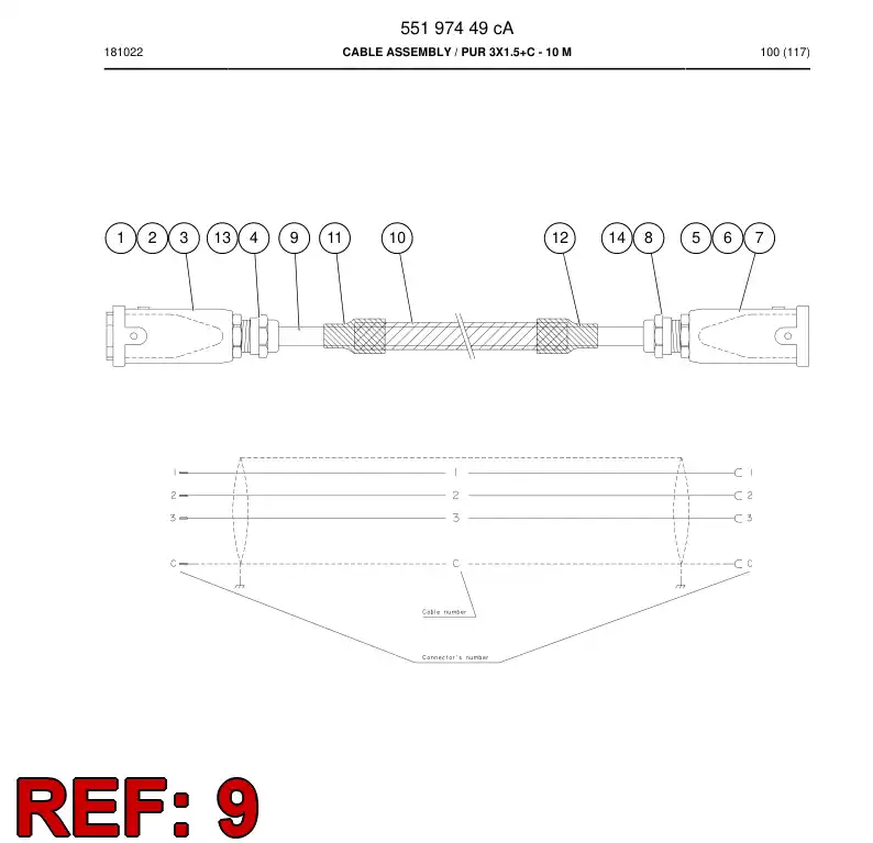 88076739a 880 767 39a CABLE, APANTALLADO - Sandvik Technical Drawing