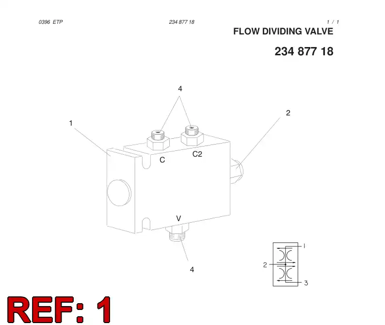 88149409 881 494 09 Flow Divider, Spool Type - Sandvik Technical Drawing