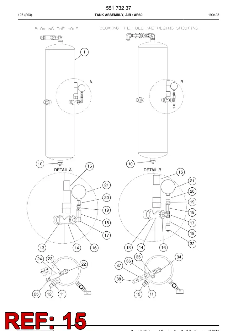 88151599a 881 515 99a Valve, Shock Load - Sandvik Technical Drawing
