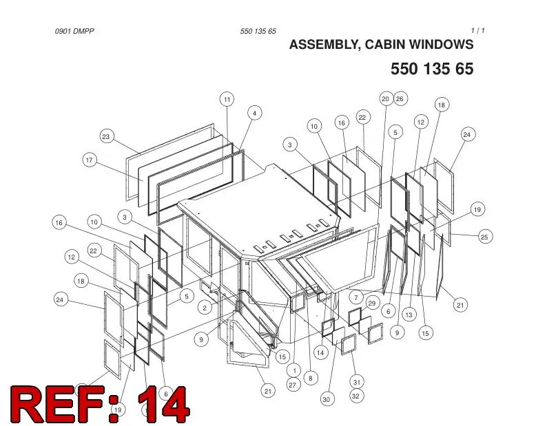 88157269 881 572 69 FRONT WINDOW - Sandvik Technical Drawing