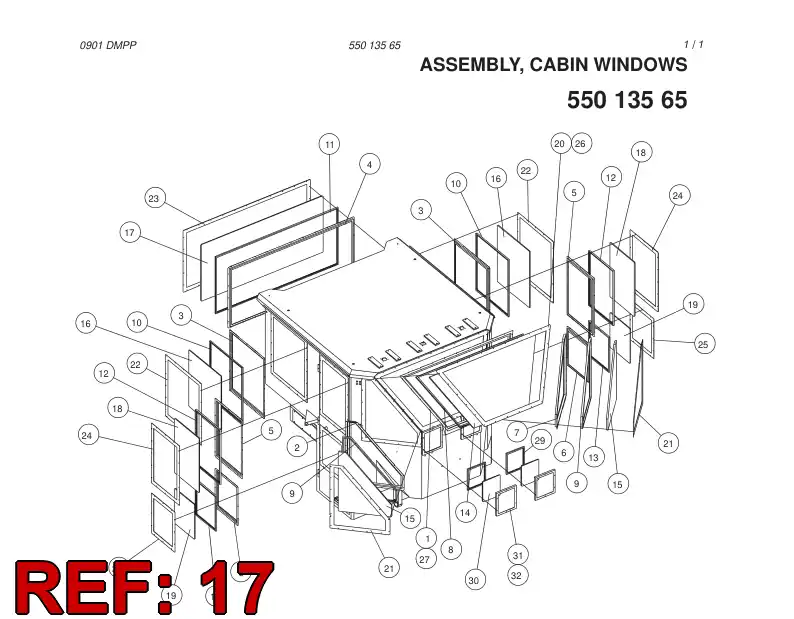 88157399 881 573 99 REAR WINDOW - Sandvik Technical Drawing
