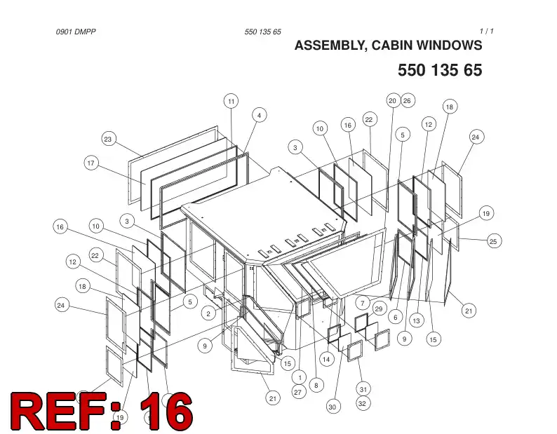 88157679 881 576 79 REARSIDE WINDOW - Sandvik Technical Drawing