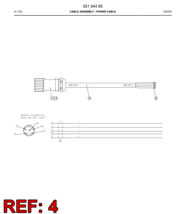 88174449a 881 744 49a Cable - Sandvik Technical Drawing