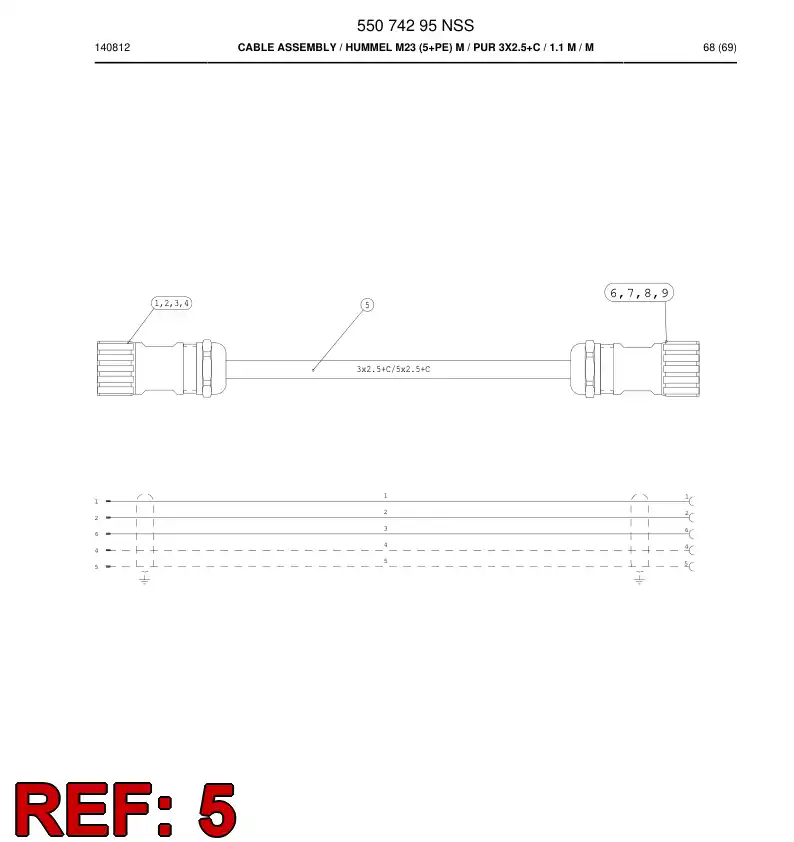 88174579a 881 745 79a Cable - Sandvik Technical Drawing