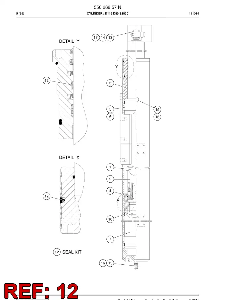 88189709a 881 897 09a Seal kit - Sandvik Technical Drawing