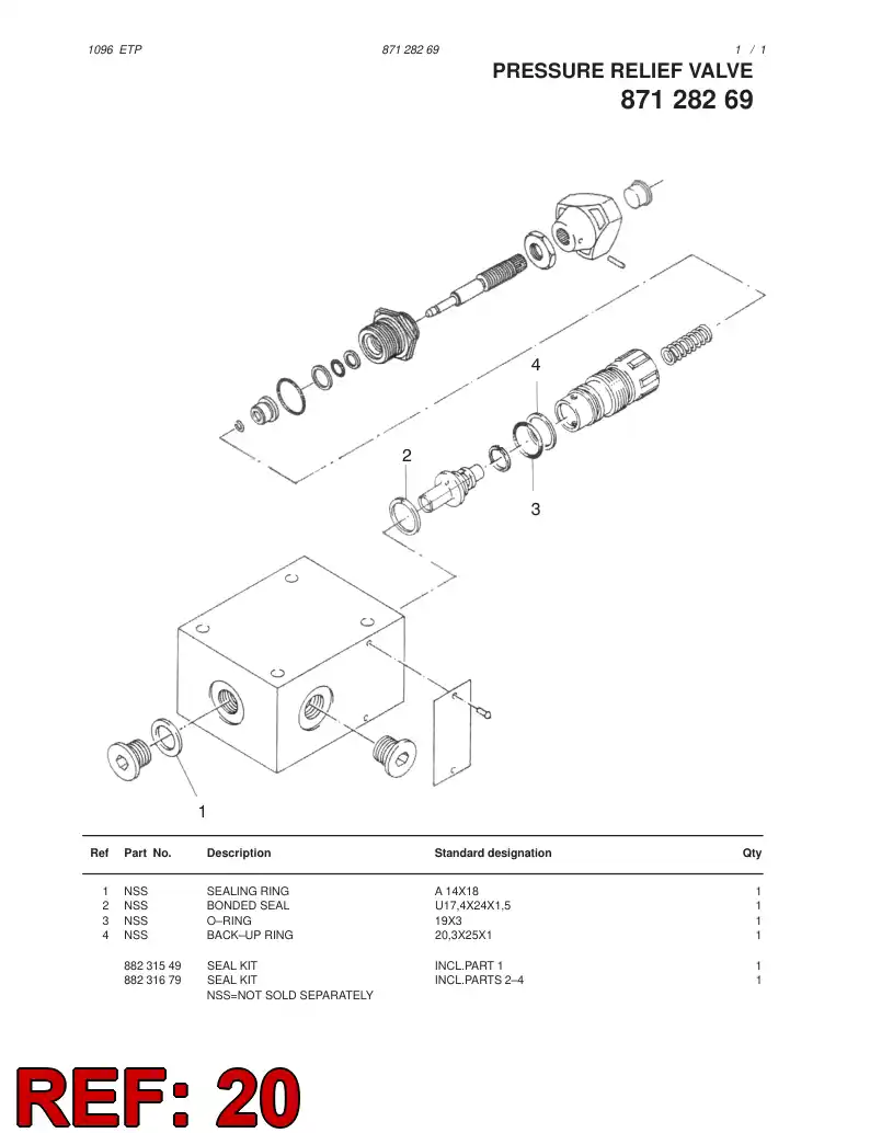 88231549 882 315 49 SEAL KIT - Sandvik Technical Drawing