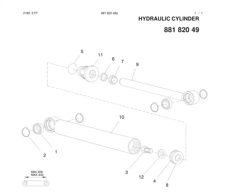 88250209 882 502 09 SEAL KIT - Sandvik Technical Drawing
