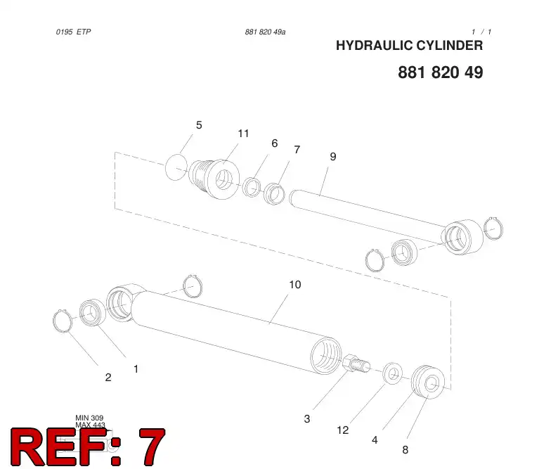 88250339 882 503 39 WIPER - Sandvik Technical Drawing