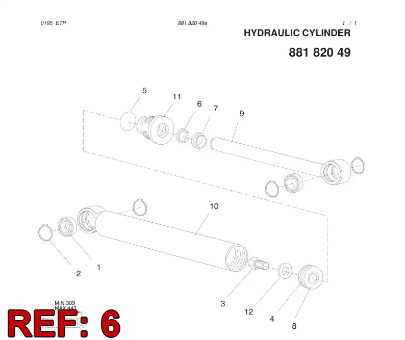 88250469 882 504 69 Seal, Rod - Sandvik Technical Drawing