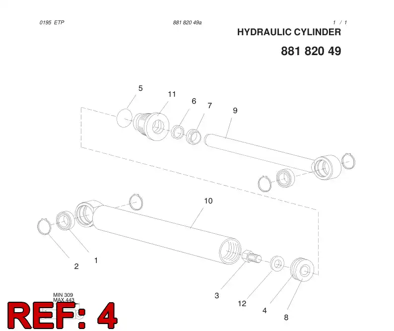 88250619 882 506 19 Seal, PISTON - Sandvik Technical Drawing