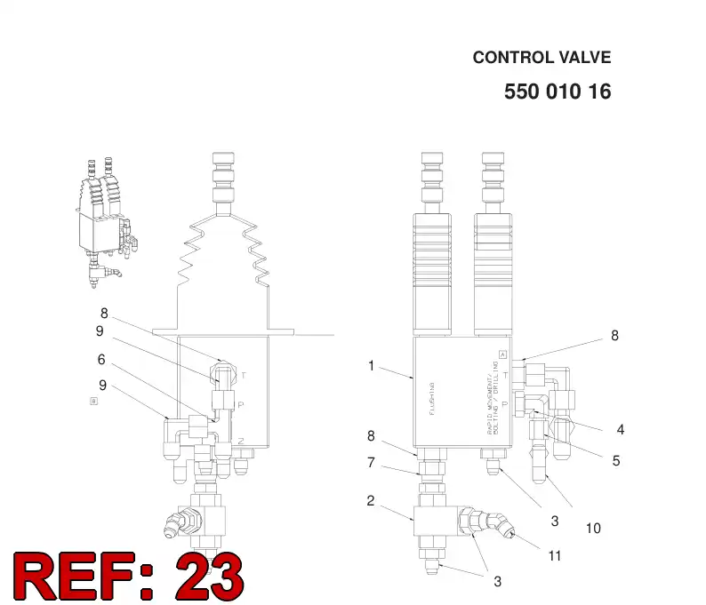 88289429 882 894 29 PILOT VALVE ASSY OF FLUSING - Sandvik Technical Drawing