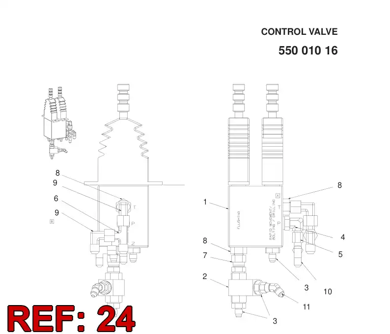88289559 882 895 59 PILOT VALVE ASSY OF RAPID MOV. - Sandvik Technical Drawing