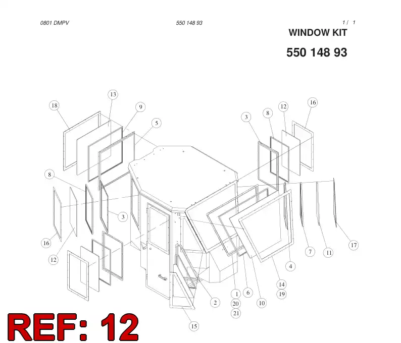 88317309 883 173 09 DOOR WINDOW - Sandvik Technical Drawing