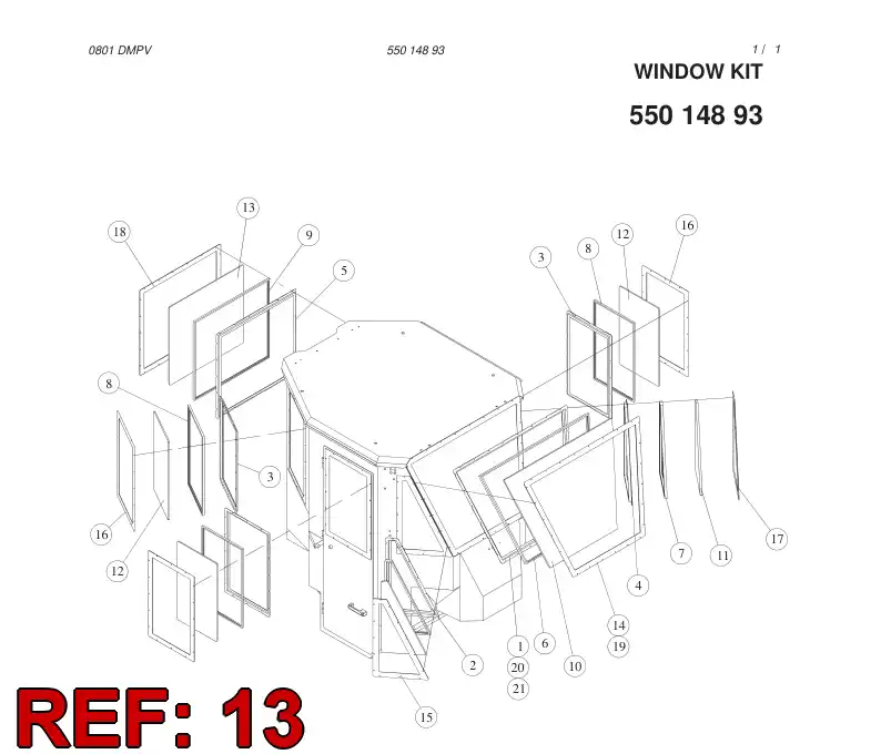 88317559 883 175 59 REAR WINDOW - Sandvik Technical Drawing