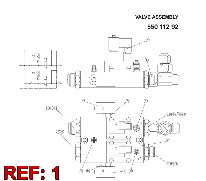 88317969 883 179 69 FLUSHING VALVE BLOCK - Sandvik Technical Drawing