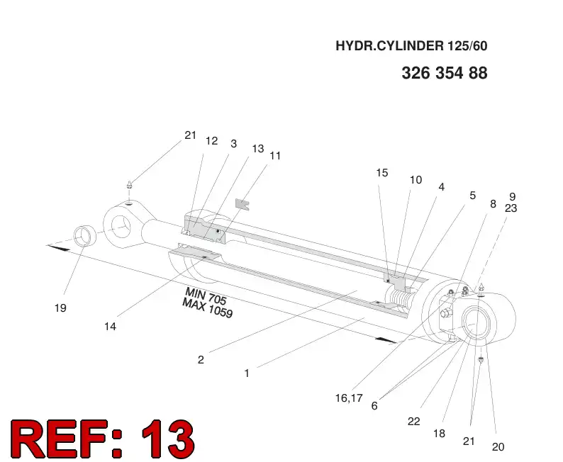 88323419 883 234 19 Guide Ring, PISTON Rod - Sandvik Technical Drawing