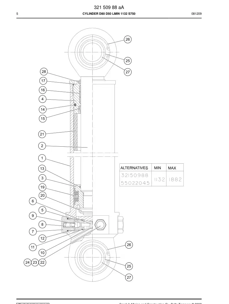 88338499a 883 384 99a SEAL KIT - Sandvik Technical Drawing