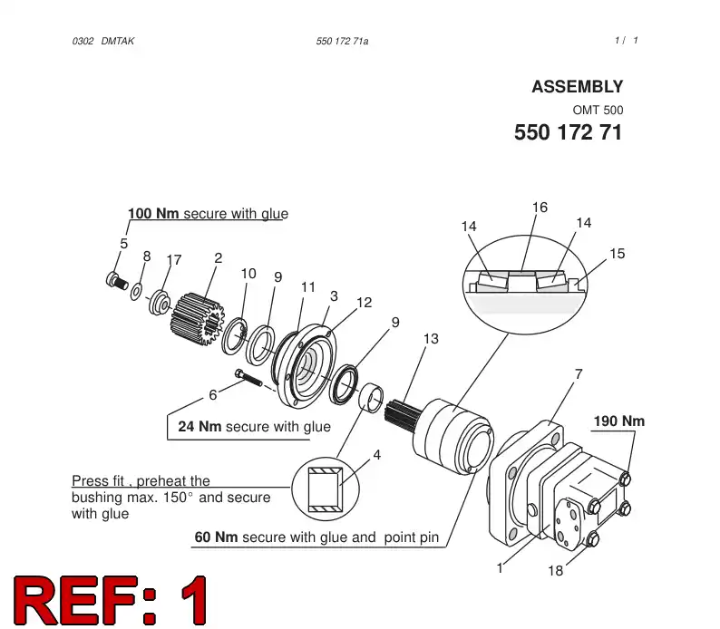 88345109 883 451 09 Motor, Hydraulic - Sandvik Technical Drawing
