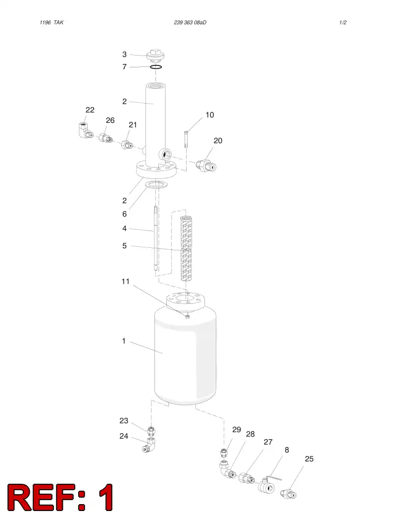 88365729 883 657 29 AIR RECEIVER (TANK) - Sandvik Technical Drawing