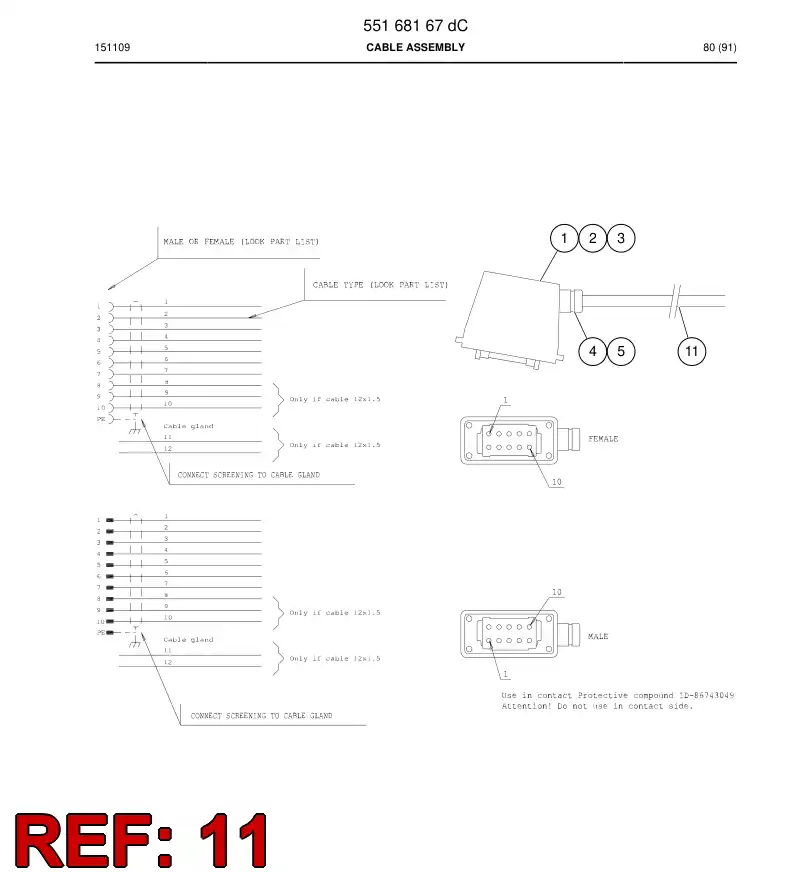 88381189c 883 811 89c CABLE, APANTALLADO - Sandvik Technical Drawing
