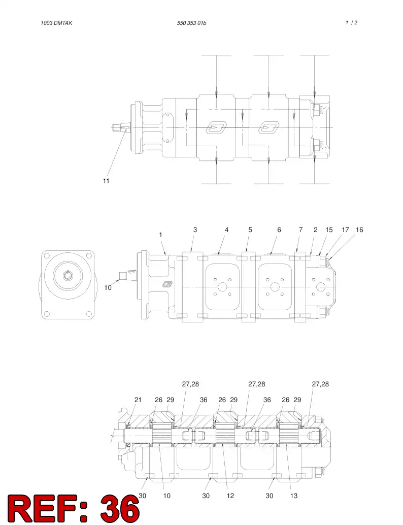 88420249 884 202 49 Axle, Intermediate - Sandvik Technical Drawing