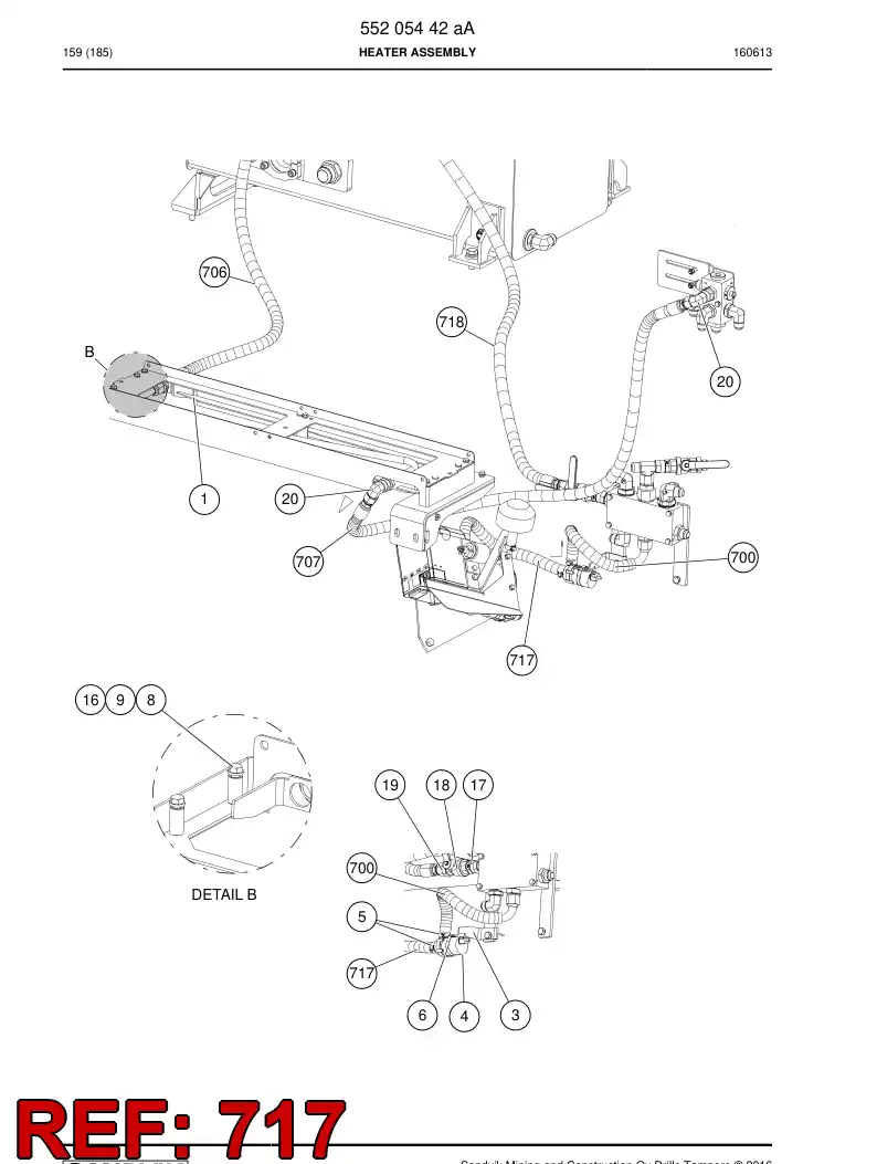 88424159a 884 241 59a Hose, Air - Sandvik Technical Drawing