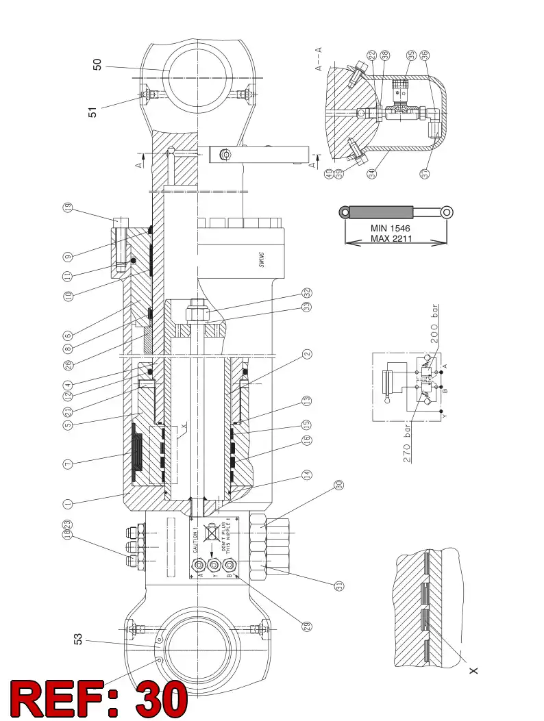 88424699 884 246 99 Valve, Over Center - Sandvik Technical Drawing