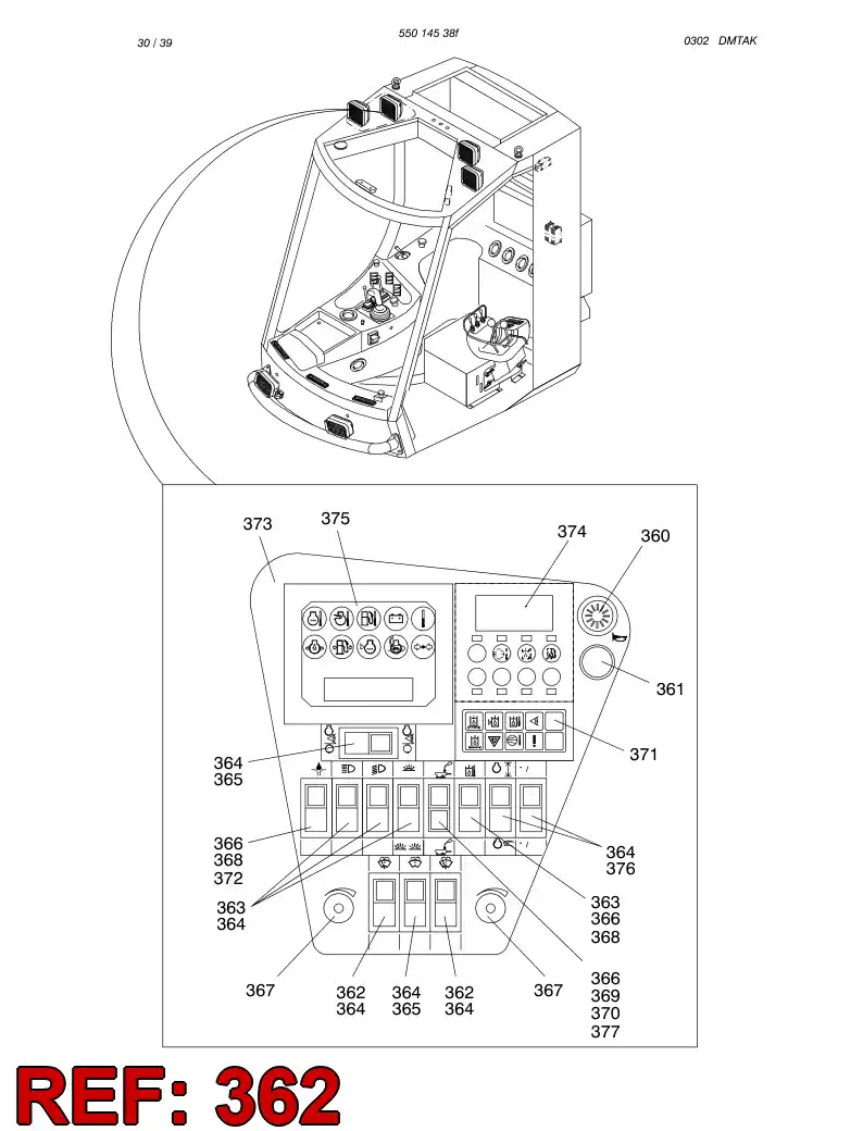 88425299 884 252 99 PUSH-BUTTON ROCKER SWITCH - Sandvik Technical Drawing