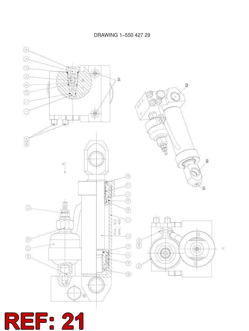 88426739 884 267 39 Accumulator, Diaphragm - Sandvik Technical Drawing