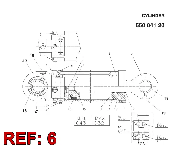 88435629 884 356 29 Valve, Over Center - Sandvik Technical Drawing