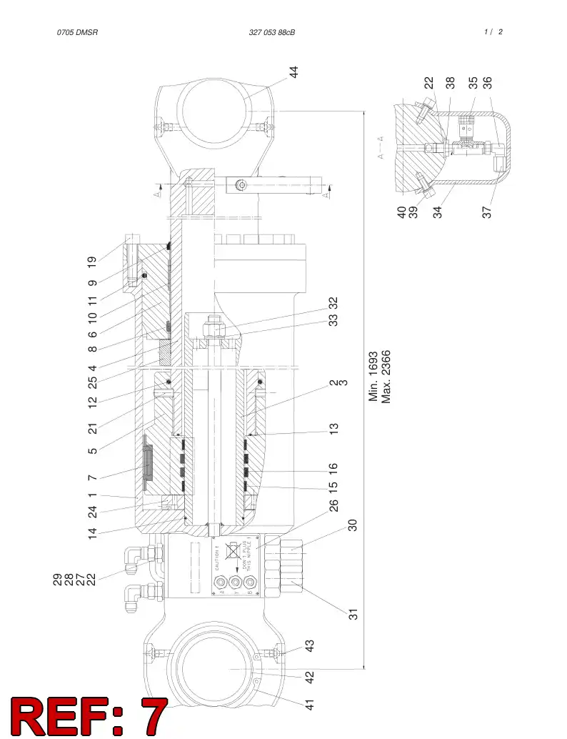 88461419 884 614 19 PISTON SEAL 180/155x45x12.7 - Sandvik Technical Drawing