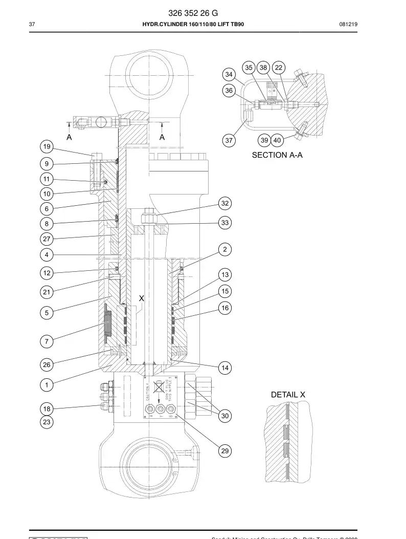 88469089a 884 690 89a SEAL KIT - Sandvik Technical Drawing
