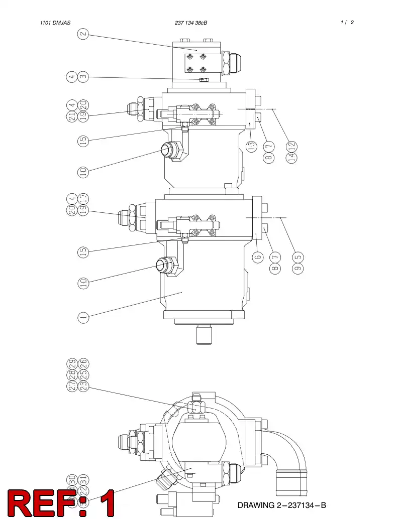 88485009 884 850 09 VARIABLE DISPLACEMENT PUMP ASSY - Sandvik Technical Drawing