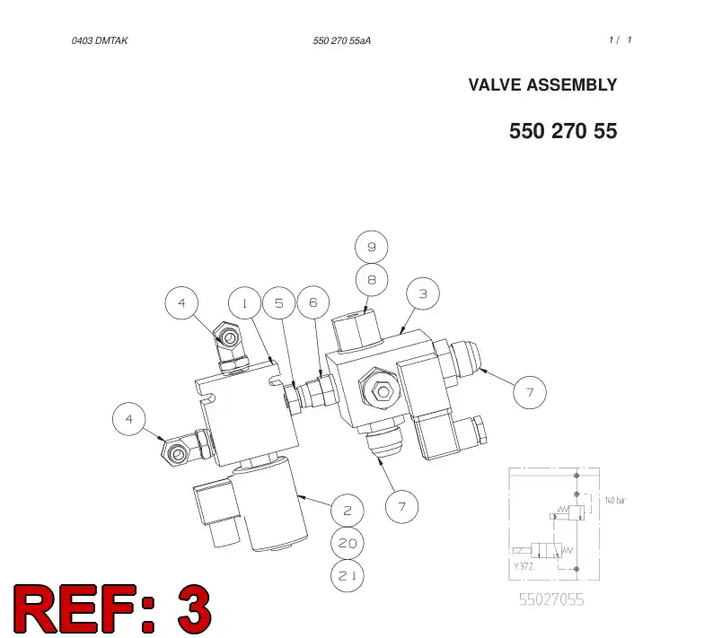 88490519 884 905 19 PRESSURE RELIEF VALVE - Sandvik Technical Drawing