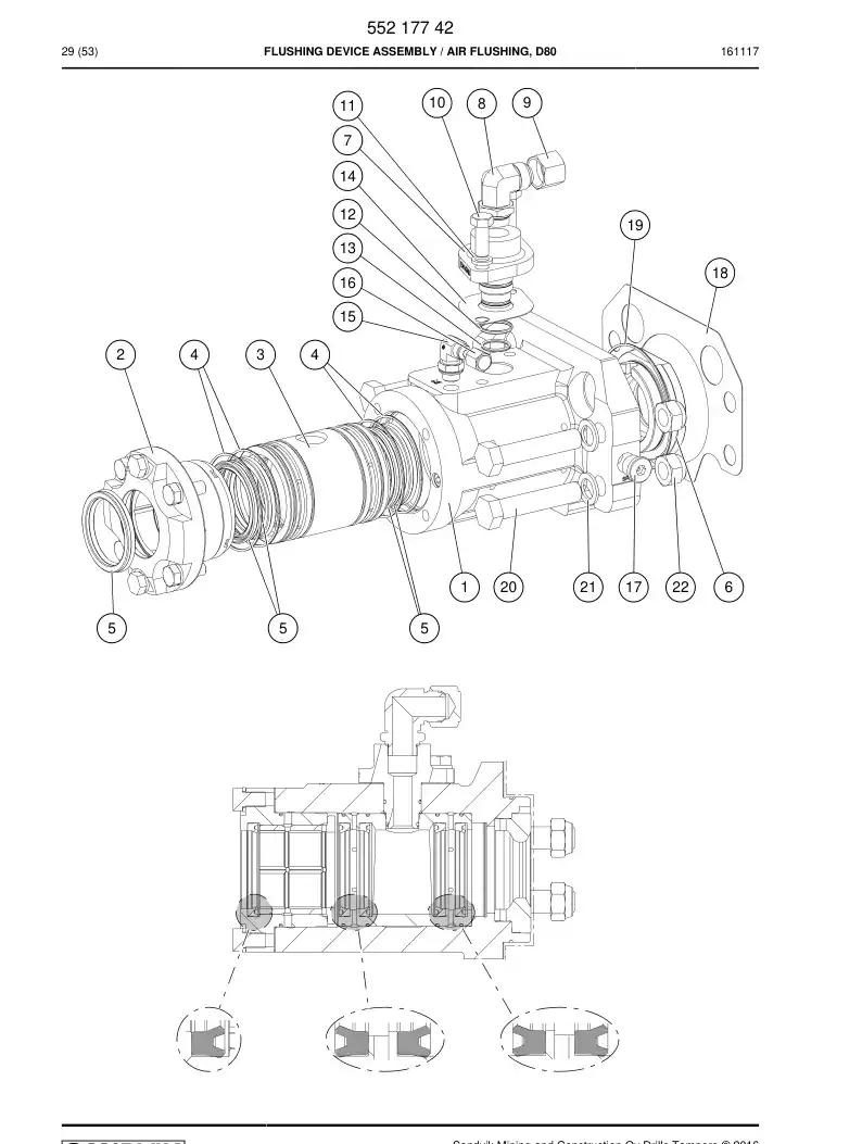 88494279 884 942 79 Seal Kit - Sandvik Technical Drawing